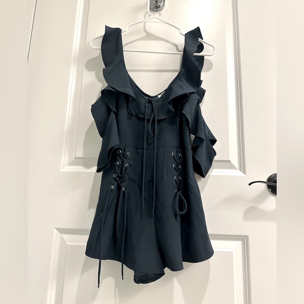 Blue Ruffle Tobi Romper